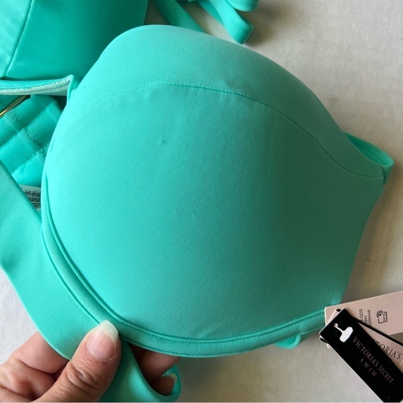 NWT Victoria’s Secret Double banded hottie halter bikini top sea foam green 36C - Picture 3 of 10